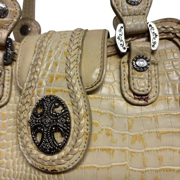 M.C. Yellow Croc Leather Shoulder Bag - Picture 3 of 10